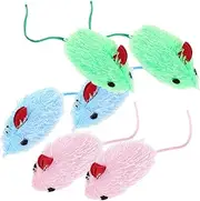 Happyyami 6pcs Stuffed Cat Tails Fun Kitten Bulk Cat Indoor Interactive Cute Real Stuffed for Fuzzy Fur Plush Furry Cuddly Squeaky Mice Teasing Pet Supplies Plush