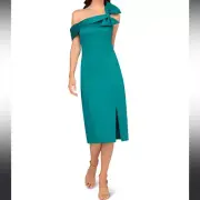 Aidan Mattox | NWTs Mikado Midi Dress in Deep Emerald Size 8