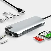 Blutech USB C Hub T1908C 8 in 1 Multi-Function Type-C/USB-C HUB Expansion Dock (Silver) Multifunctional Type C Laptop Adapter (Color : Silver)