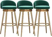 Modern Green Swivel Bar Stools Set of 2 Adjustable Height 360° Swivel Kitchen Stools with Backrest and Footrest Stylish Bar Chairs for Counter Kitchen Island Dining Area