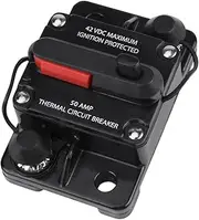 DC12V 42V 50A 300A Car Audio Inline Circuit Breaker with Manual Reset, Waterproof Cover, Overload Protector for Critical System Protection (50A)
