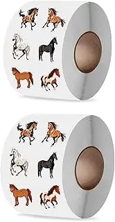 AIMALL 2 PCS 325 Horse Stickers Cute Cartoon Animal Plant Car Stickers for Kids 500 Stickers per Roll, Decorative Adhesive for Scrapbooks, Laptops, Water Bottles