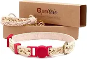 Pettsie Breakaway Cat Collar & Matching Friendship Bracelet – Adjustable, Soft Cotton Collar for Cats, Quick-Release Safety Buckle, Lightweight, Stylish,Anti-Lost ID Tag,Designed for Cat Lovers, Red