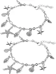 [SAFIGLE] Boho Anklet Bracelet Beaded Tassel Charm Beach Shells Anklet Adjustable for Women