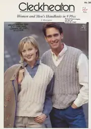 Cleckheaton Knitting Pattern 260 Women and Men's Handknits in 8 Ply 2 Designs