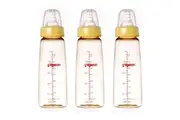 3x Pigeon Flexible Peristaltic Nipple 240ml M Round Hole Baby Feeding Bottle 4m+