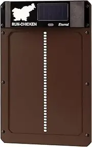 Run-Chicken Solar Powered Automatic Chicken Coop Door (Brown) - Battery Powered, Programmable With Timer, Light Sensor - Model Eternal