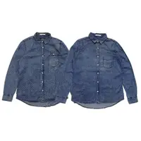 在飛比找ETMall東森購物網優惠-RADIUM牛仔藍滿印長袖韓版襯衫