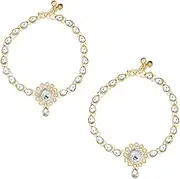 [I Jewels] Gold Plated Indian Wedding Bollywood Kundan Payal Anklets Jewellery for Women (A019W), Free Size