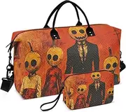 [ZRYSMY] Duffel Bag for Traveling, Halloween Pumpkins Red Travel Bag Gym Bag, with Multiple Interior Pockets Shoulder Weekender Bag for Women Men with Toiletry Bag 20.5L x 1.9W x 13.8H, Multi-Colored
