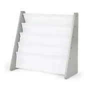 4-Tier Kids Bookshelf, Grey Wood/White - Premium Book Shelf for Kids Rooms