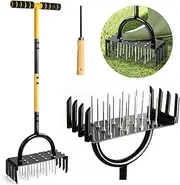 Lawn Aerator 2-in-1 Lawn Aerator Coring Garden Tool, Lawn Aerator Spike, Manual Lawn Aerators, Soil Aerating Lawn with 16 Spikes and 8 Corer Plug, Grass Aerator Tools for Yard, Lawn Aeration