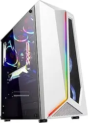 Mid-Tower Computer Case ATX/M-ATX/ITX,Desktop Computer Case,Tempered Glass Side Panel Vertical GPU Bracket Support Water Cooling(White)