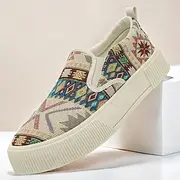 Men's Southwest Native Pattern Canvas Slip-On Sneakers – Comfortable, Stylish Casual Shoes for Everyday Wear