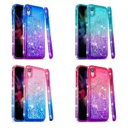 For iPhone X XS XR XS Max Case Liquid Sparkle Glitter Diamond Bumper Girls' Case