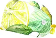 [WOSHJIUK] Working Hat 2 Pack Scrub Caps for Women,Lemon Plant Leaves,Tie Back Cap Adjustable Scrub Hat