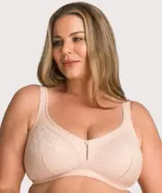 Ava & Audrey Sophia Cotton & Lace Wire-Free Bra - Cappuccino (Size 16B)