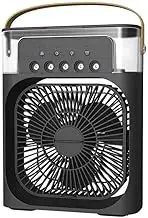 Evaporative Air Cooler with LED Nightlight, Portable USB Ports Air Conditioner Humidifier with Timer & 5 Sprays, 3 Wind Speeds & 3 Spray Modes Mini Desk Fan for Home, Office, Bedroom, Table (Black)