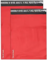 JeeJaan® 50 Pcs Mixed Red Mailing Bags 2 Sizes 25 from Each 10 X 14" and 12 X 16" - Poly Postal Self Seal Bags - Ship Your Valuables with Our Durable and Secure Mixed Red Mailing Bag