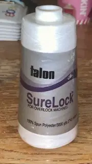 TALON SureLock For Overlock Machines 400 White 3000 Yds. 100% Spun Polyester NEW