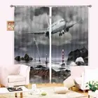 Sea Aircraft Rescue 3D Blockout Photo Print Curtain Fabric Curtains Window
