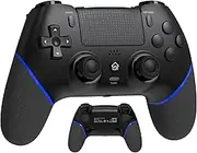 LPDCJF Wireless Controller with Hall Joystick for PS4, Pro, Slim - Wireless Controller with Built-in Speakers/Precise Joysticks/Turbo/Advanced Buttons Programming (BlackBlue)