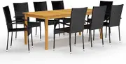 9 Piece Garden Dining Set Black Outdoor Furniture Patio Table Chairs