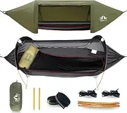 Night Cat 3 in 1 Hammock Tent with Storage Pocket for Sleeping Pad(Exclude) with Bug Net and Rainfly 1 Person Backpacking Camp Tent Waterproof Lightweight 440lbs