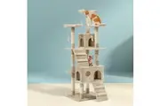 i.Pet Cat Tree 180cm Tower Scratching Post Scratcher Wood Condo House Toys Beige