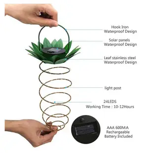 太陽能鐵藝鳳梨燈戶外防水庭院感應燈花園裝飾掛燈LED銅線燈