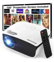 Nicpow RD850 White Portable 50 Watts 1080p Mini LED Projector - New Open Box
