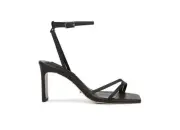 Tony Bianco Fiance Black Leather Heels Sandals Size 8 Square Toe Strappy Revolve