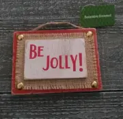 Rustic Christmas Sign With Burlap Be Jolly Christmas Decor New