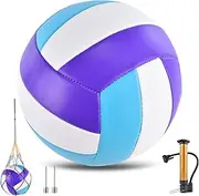 ELKCIP Volleyballs Official Size 5, Waterproof Soft Bulk Recreational Volley Balls with Pump and Net Bag for Indoor Outdoor Beach Pool Water Sand Game Training Match Gift for Beginner Teenager