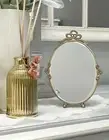 Vintage Oval Table Mirror – Antique Gold Vanity Mirror for Bedroom or Bathroom