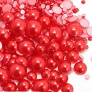 800 pieces Red Mix Sizes flat back resin Pearl Cabochons