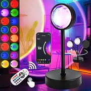 [Xkimos] Sunset Lamp with Music Sync, 360° Rotating Romantic Mood Light Sunset Projector with App & Remote Control, 16 Million Colors Multicolour Palette Ambient Lighting,for TIK Tok Video Room Decor
