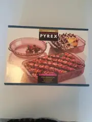 Vintage 1994 Pyrex Cranberry 3 Piece Bakeware Set NIB Rare Find