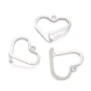 5x Silver Tone Brass Pinch Bails Smooth Heart Ice Pick Pendant Holder Craft 22mm