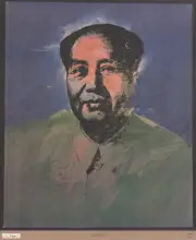 ANDY WARHOL Mao 32.75" x 26.75" Poster 1989 Pop Art Blue, Black, Green Chairman,