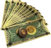 10pc One Bitcoin Bills, Golden Color Foil ONE Bitcoin Banknote BTC Bills Souvenir Banknotes for Collection