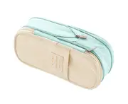 Minimalist Style Pencil Bag Large Capacity Canvas Classic Pocket Pen Pencil Case for School-Light Green