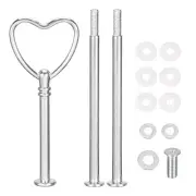 1 Set Cake Tray Stand Handle Plate Hardware Fitting, 3-Tiers Heart Silver