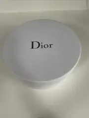 RARE DIOR Empty Round Gift Box White Gray Logo Pebble Texture HOLIDAY Storage