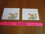 Vtg Notecard Folded Notepaper Butterfly Yellow Daisies 2 NO ENVELOPES Stationery
