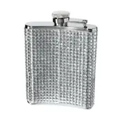 OGGI Glitter & Glitz Stainless Steel Hip Flask 6oz, 9248.1 - Clear