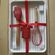Rae Dunn NOEL 4 Piece Baking Set Christmas Holiday 11x16 Sheet Spatula Whisk NEW