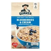 2-Pack Quaker Instant Oatmeal Blueberries and Cream 8-packet per box