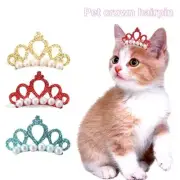 Pet Headwear Cat Grooming Crown Shape Bow-tie Hairpin Hair Dog Bowknot Clip U3W1