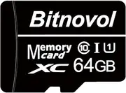 Bitnovol Micro 64GB SD Card for Security Cameras, Class 10, Read100MB/sec, Write 25MB/sec, Memory SD Card for Camera PC Phone Tablet, Especially Compatible with Bitnovol Wireless Doorbell Camera